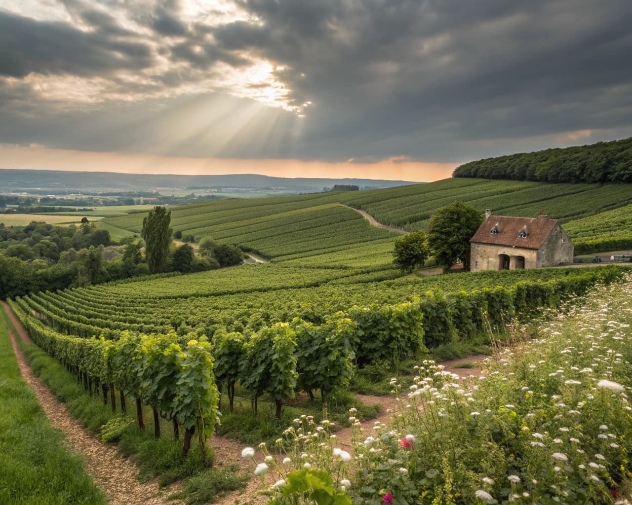 Champagne vineyard landscape