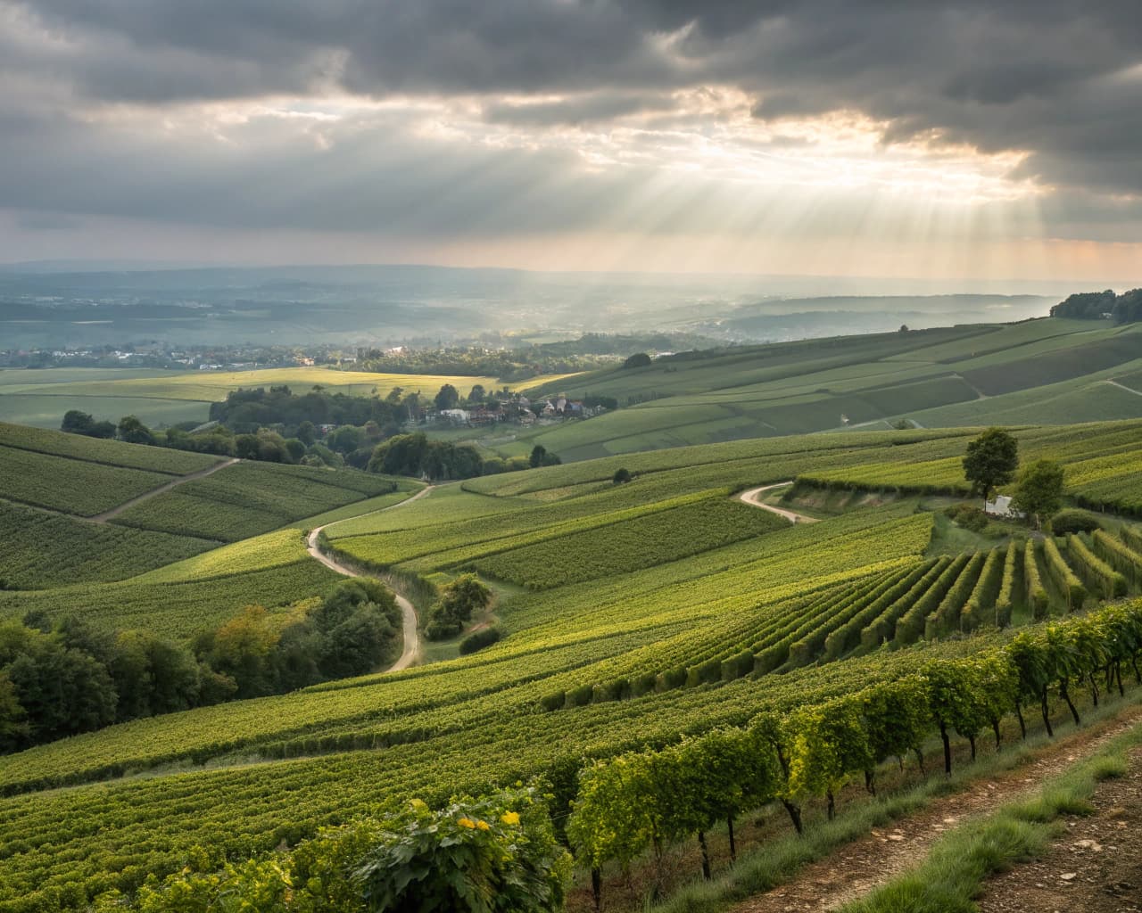 Champagne vineyard landscape