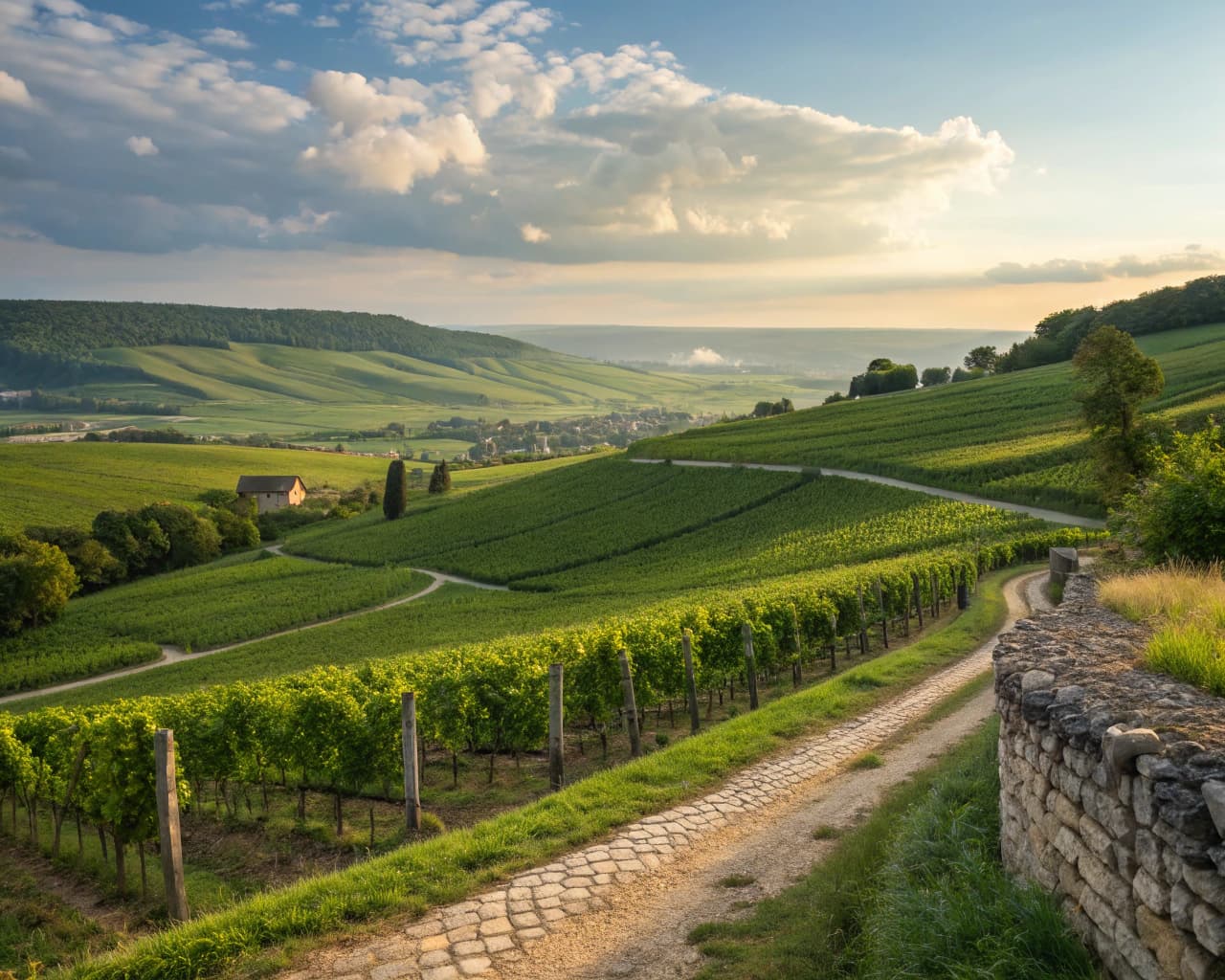 Champagne vineyard landscape