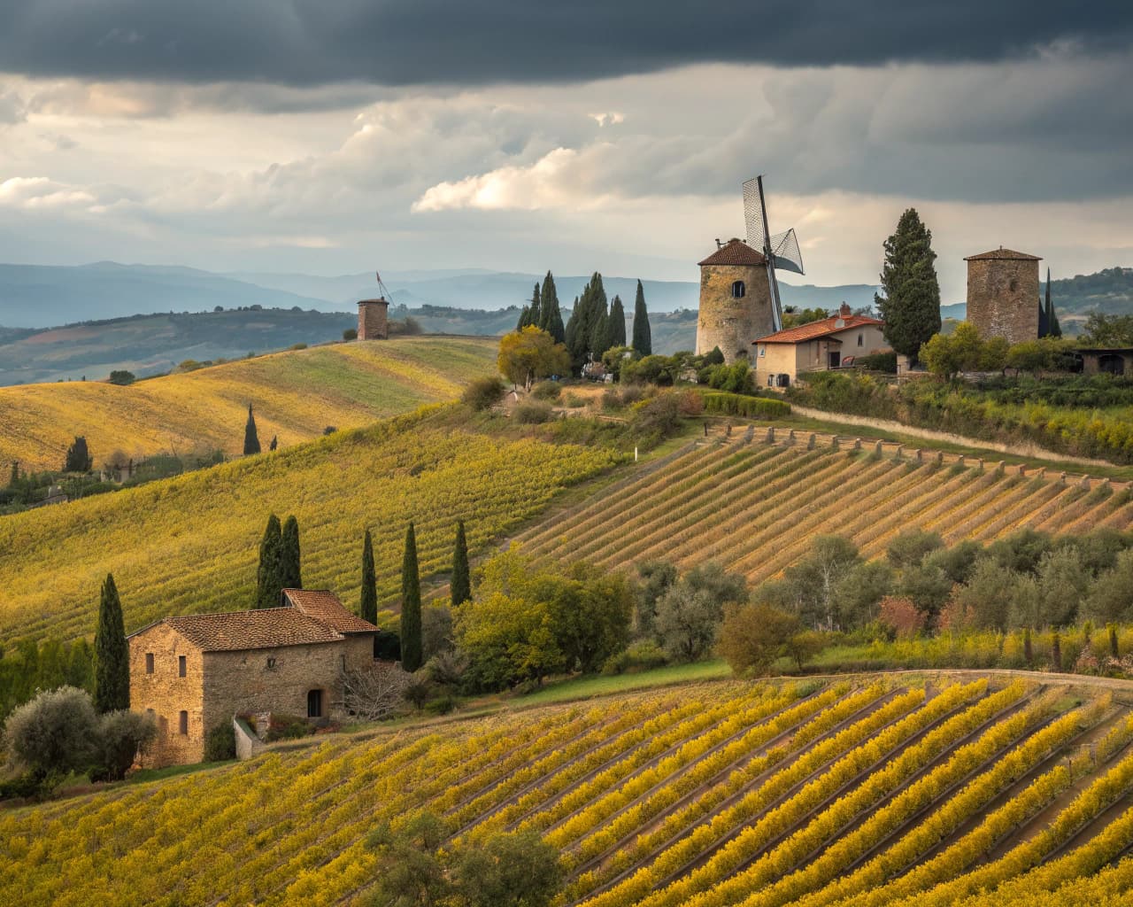 Tuscany vineyard landscape