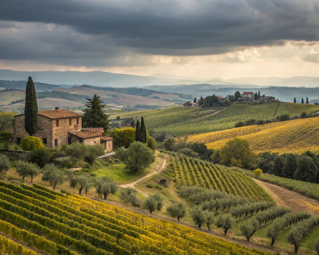 Tuscany vineyard landscape