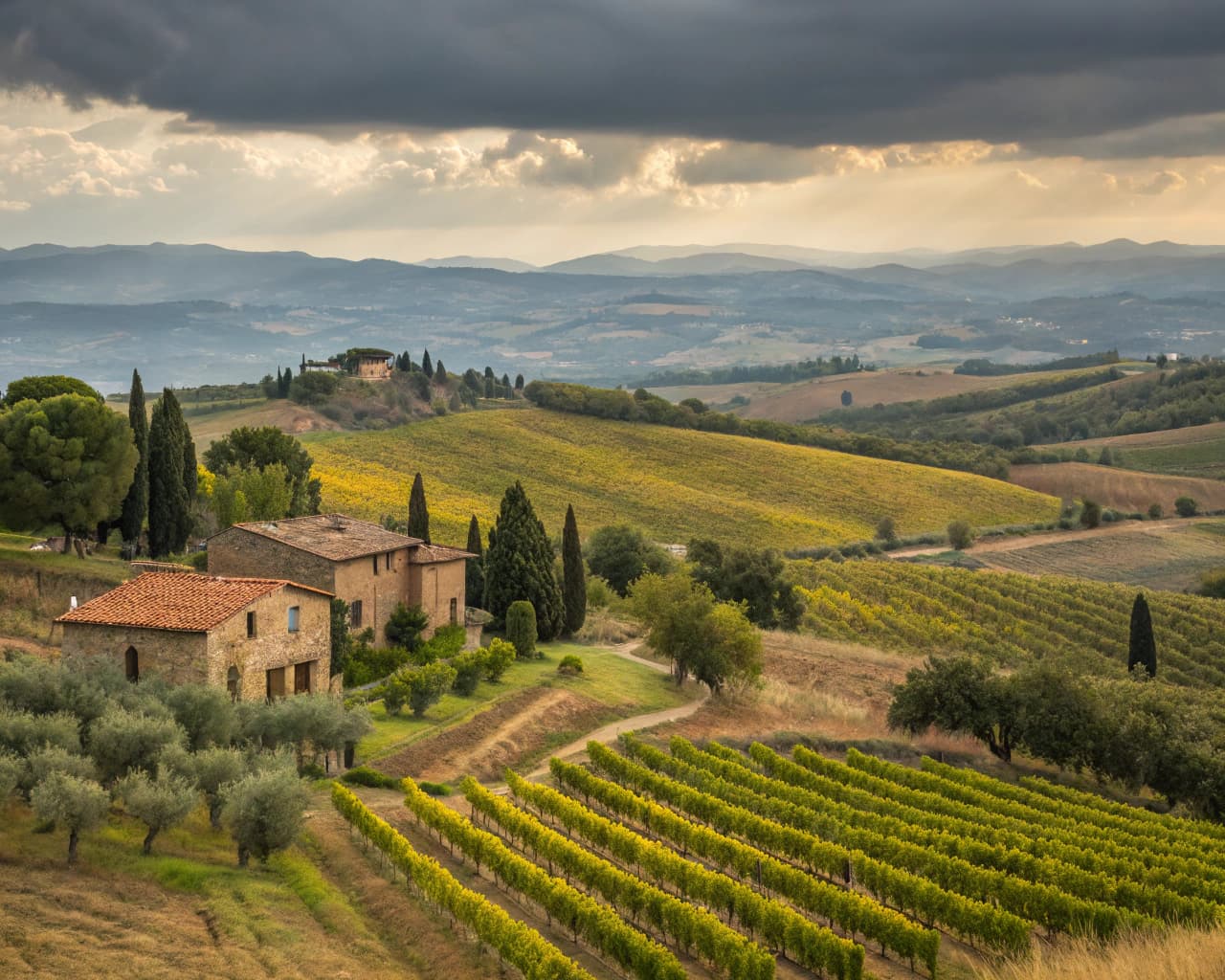 Tuscany vineyard landscape