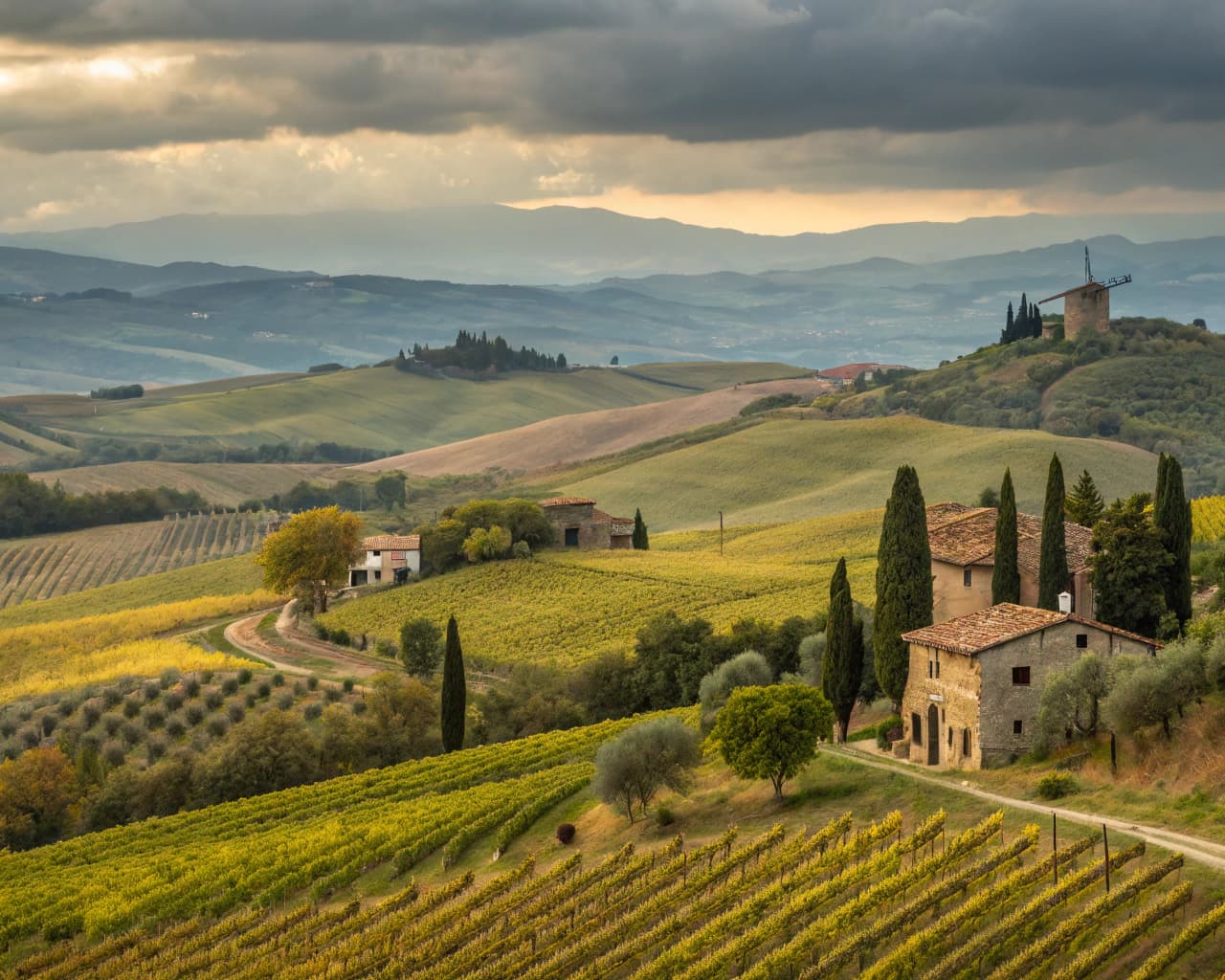 Tuscany vineyard landscape