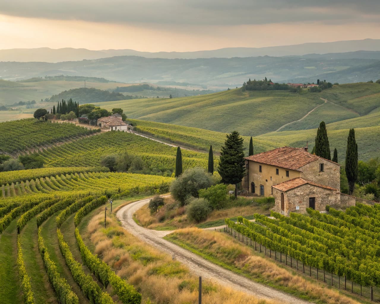 Tuscany vineyard landscape