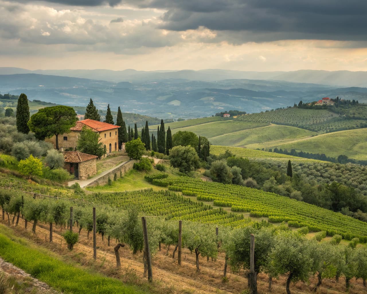 Tuscany vineyard landscape