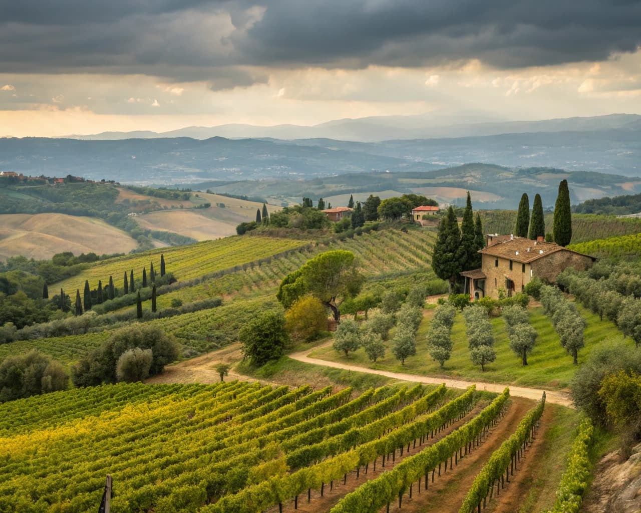 Tuscany vineyard landscape