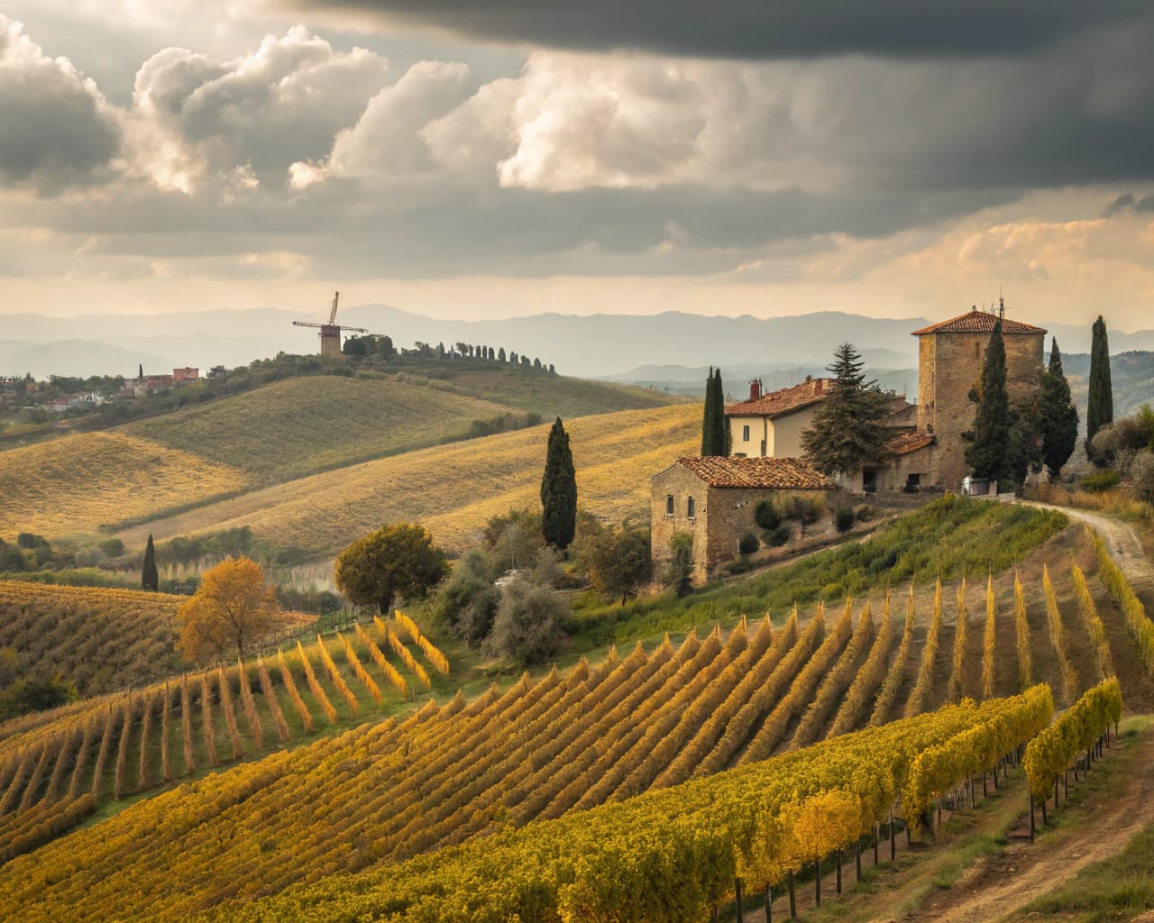 Tuscany vineyard landscape