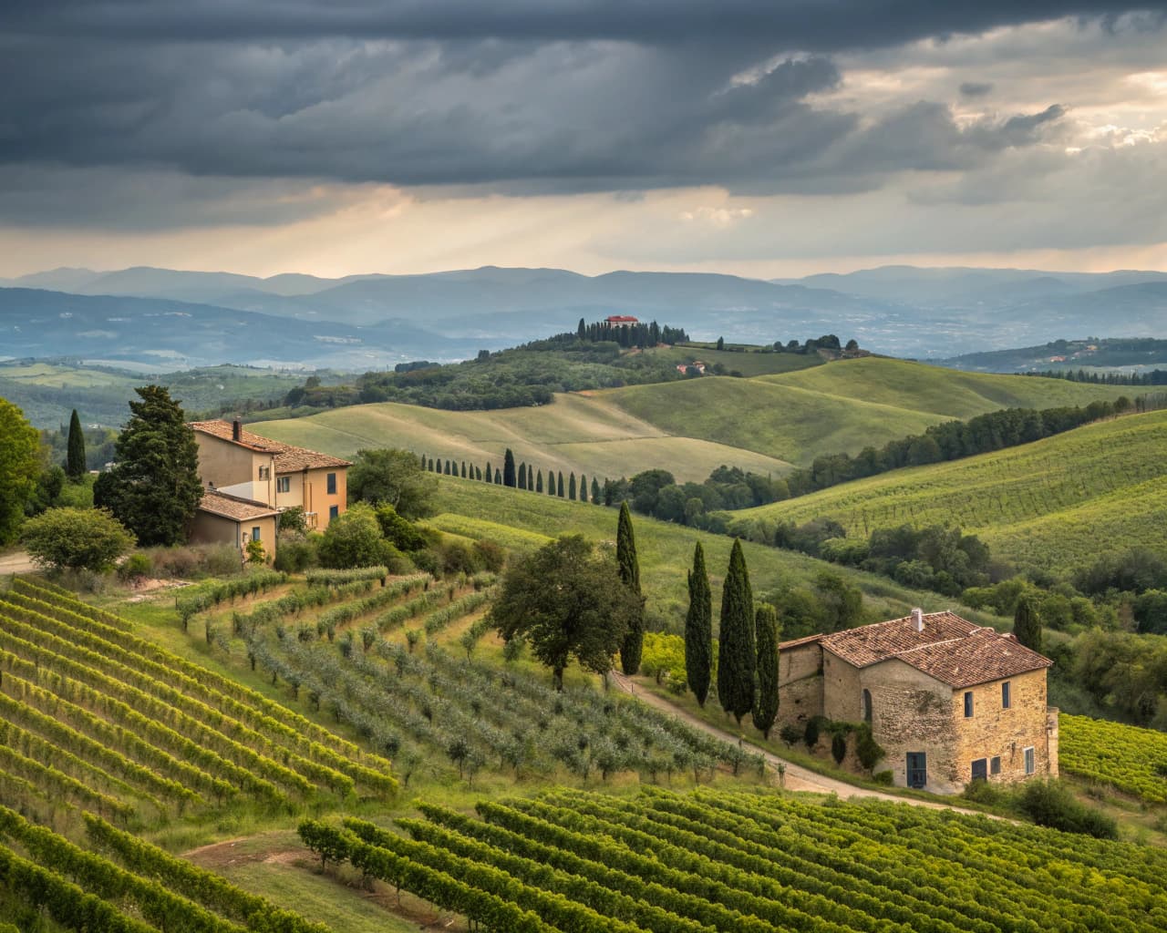 Tuscany vineyard landscape