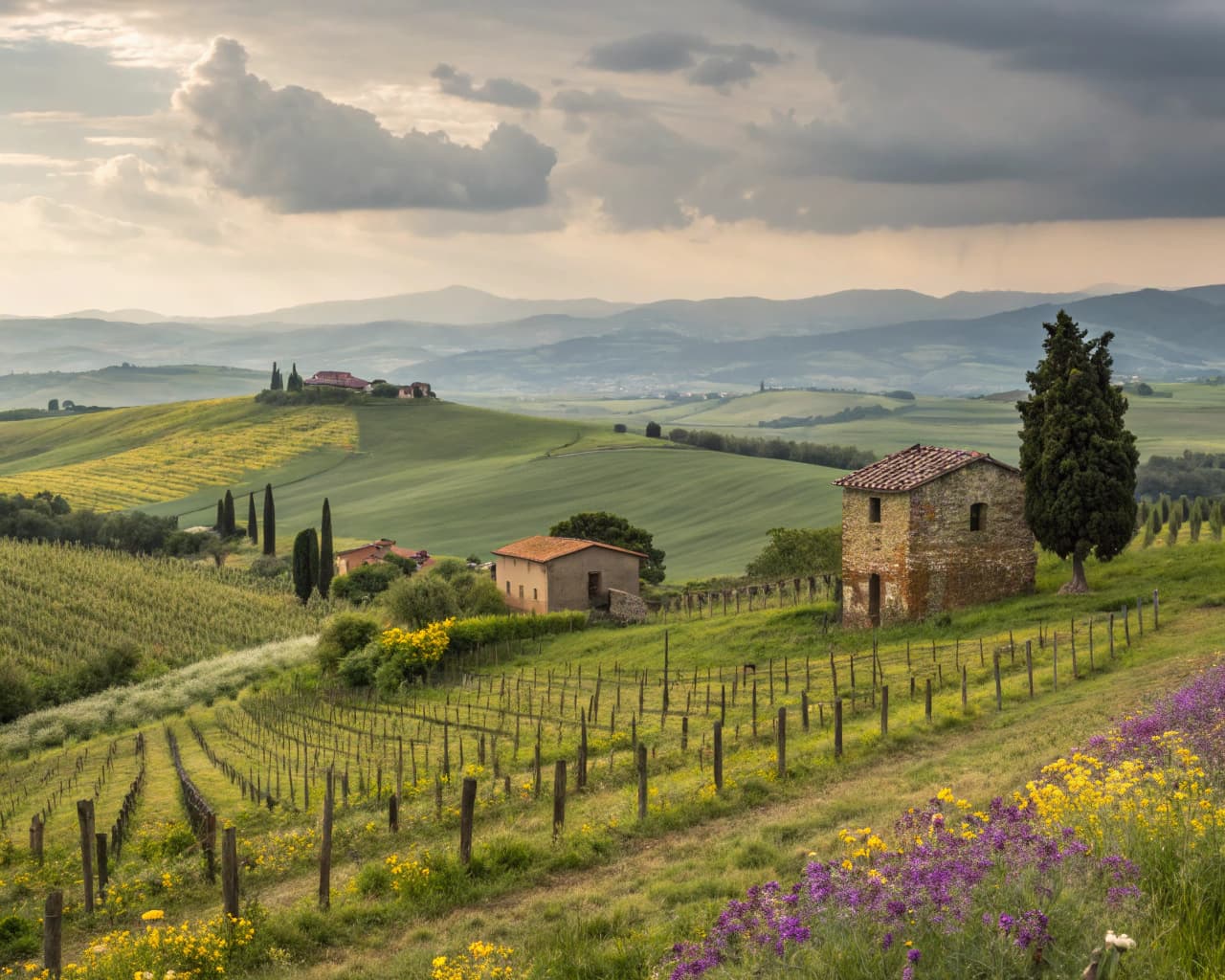 Tuscany vineyard landscape