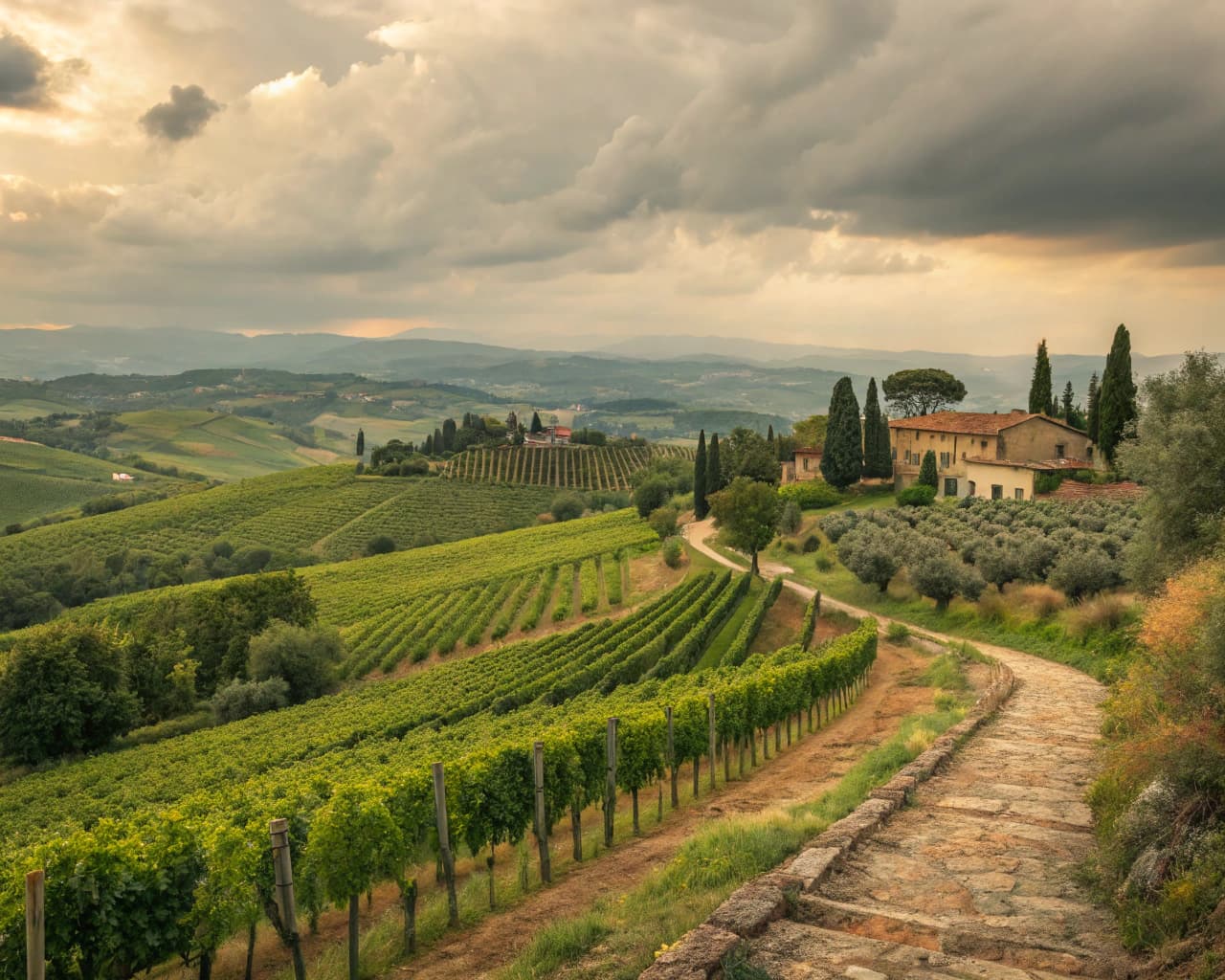 Tuscany vineyard landscape