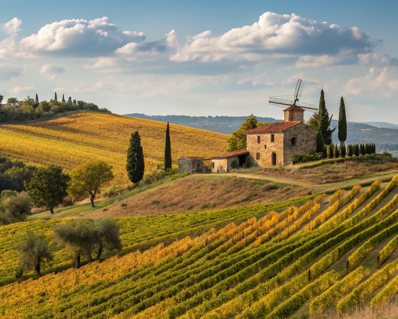 Tuscany vineyard landscape