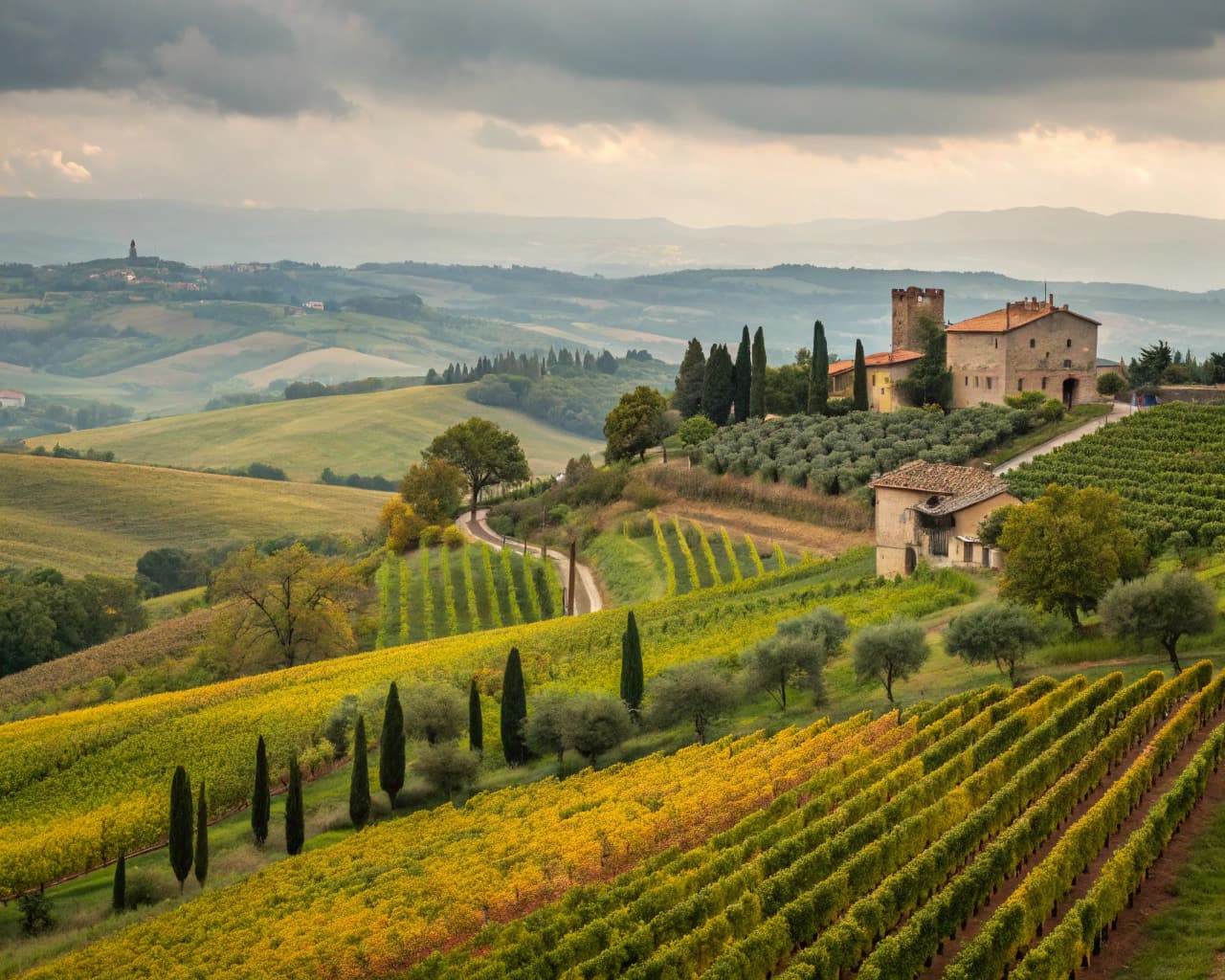 Tuscany vineyard landscape