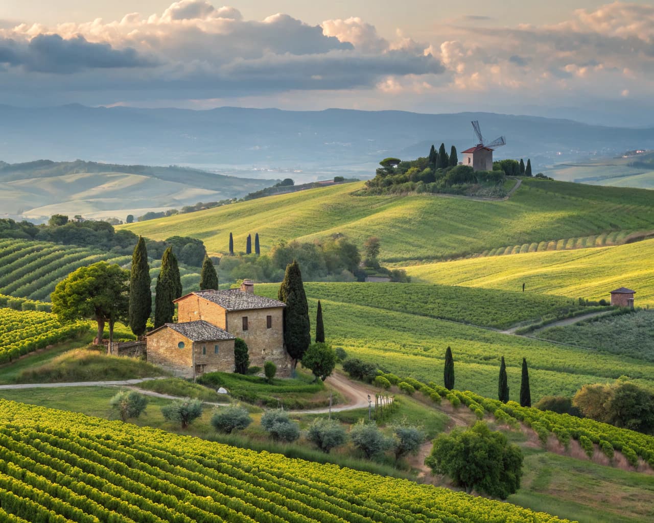 Tuscany vineyard landscape