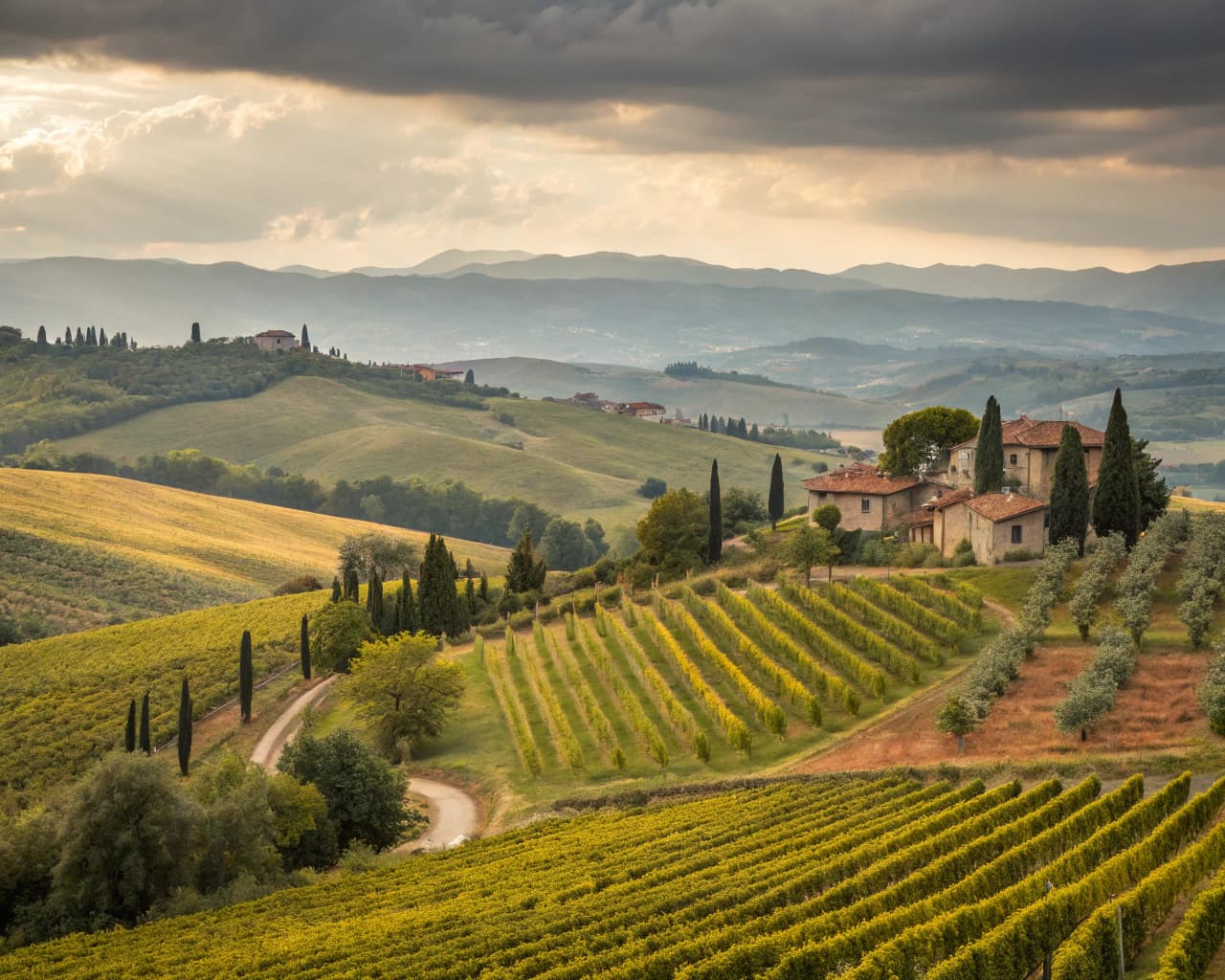 Tuscany vineyard landscape