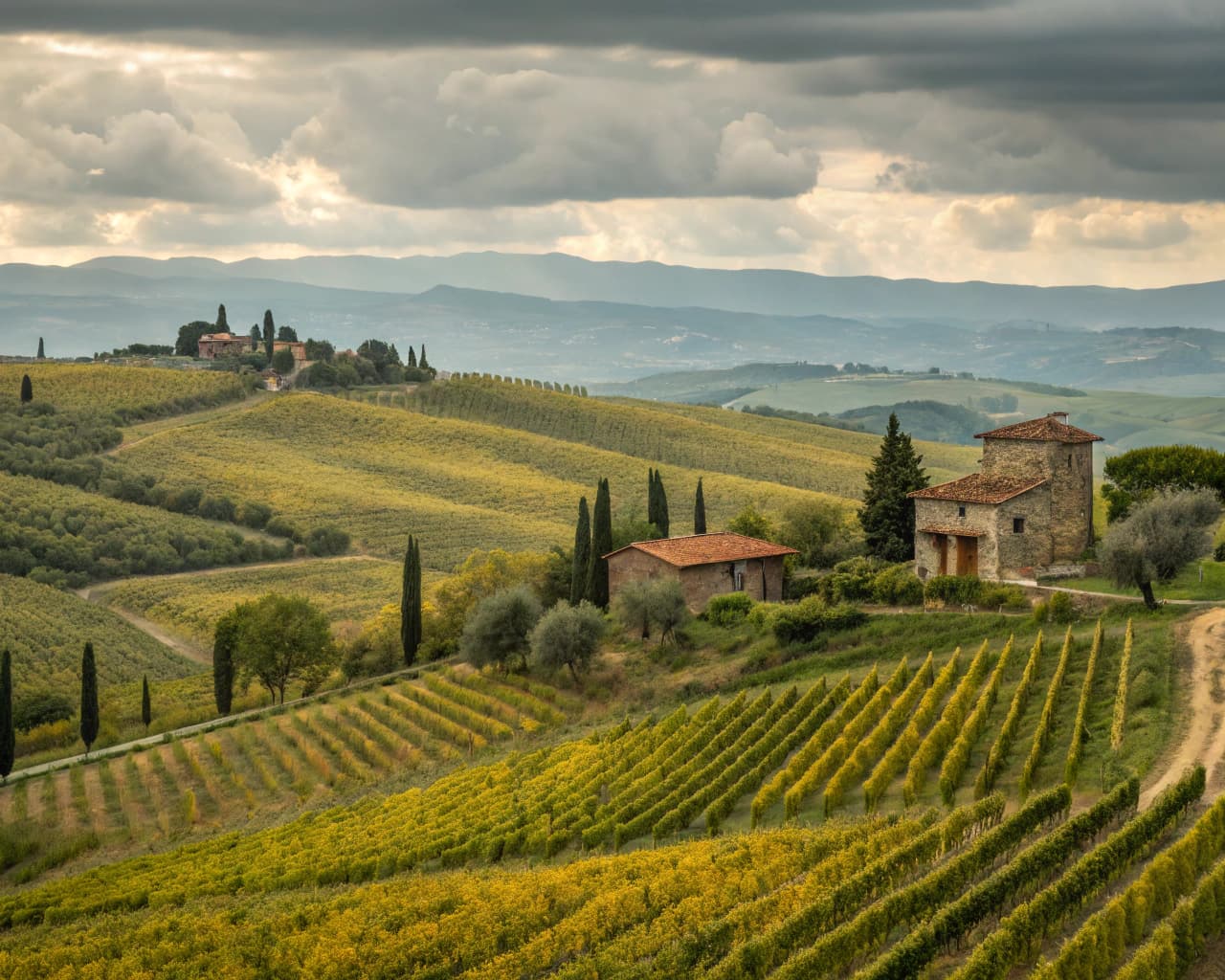 Tuscany vineyard landscape