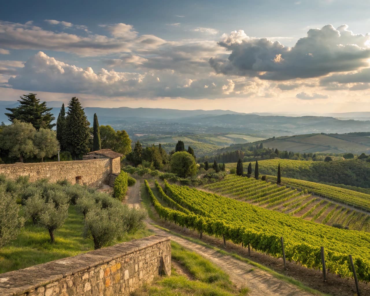 Tuscany vineyard landscape