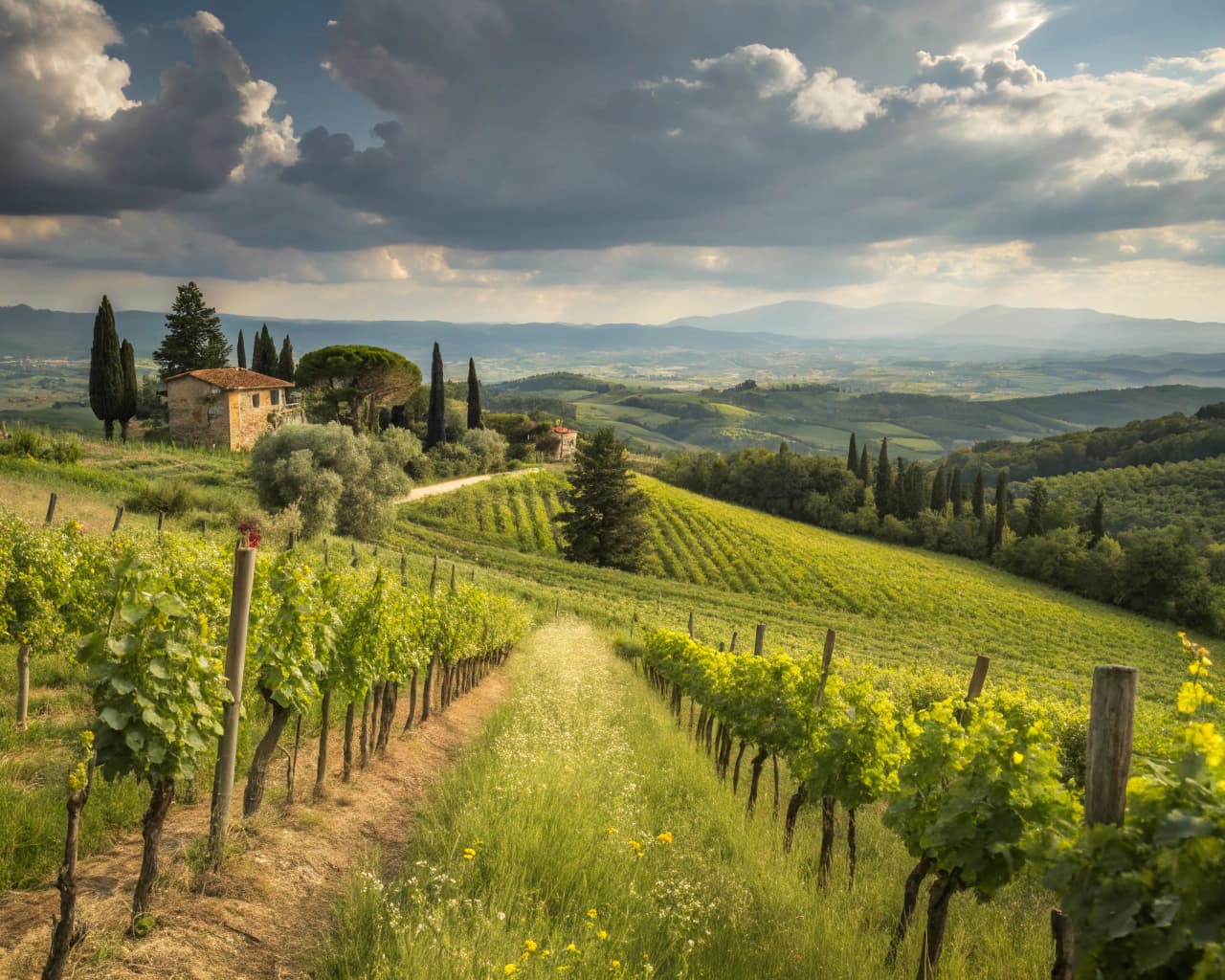 Tuscany vineyard landscape