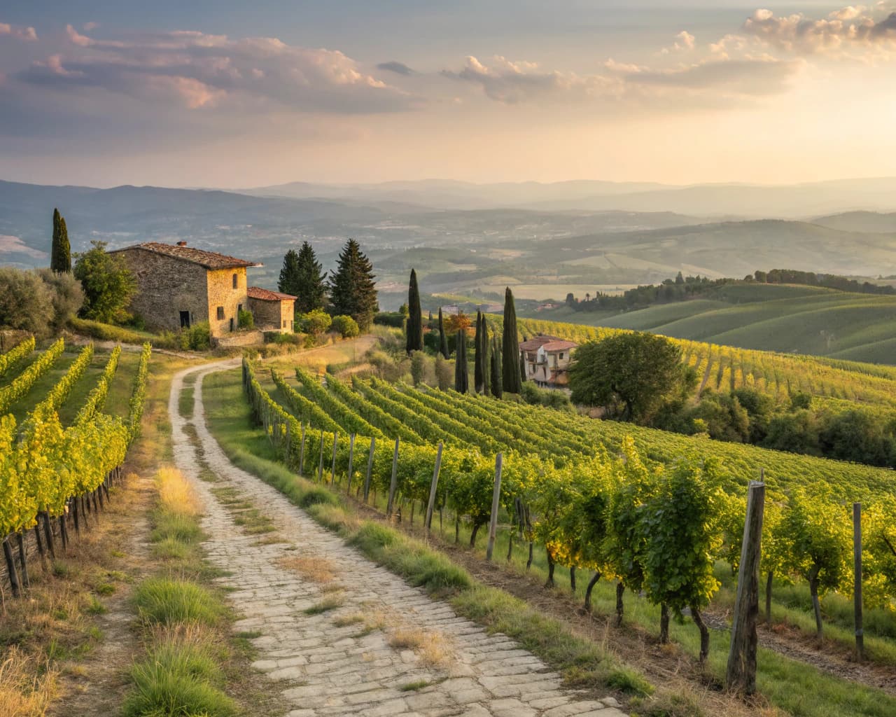 Tuscany vineyard landscape