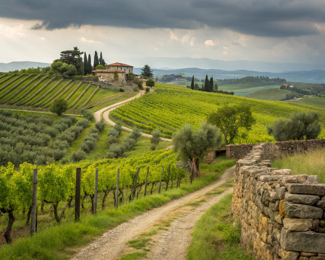 Tuscany vineyard landscape