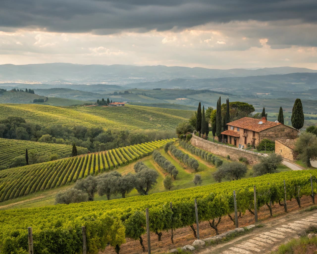 Tuscany vineyard landscape