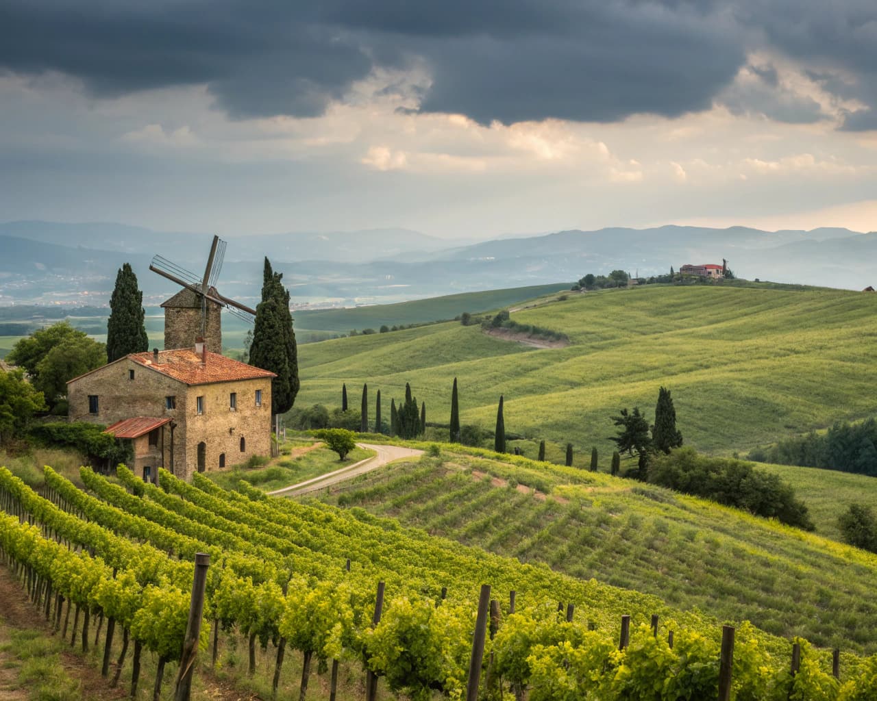 Tuscany vineyard landscape