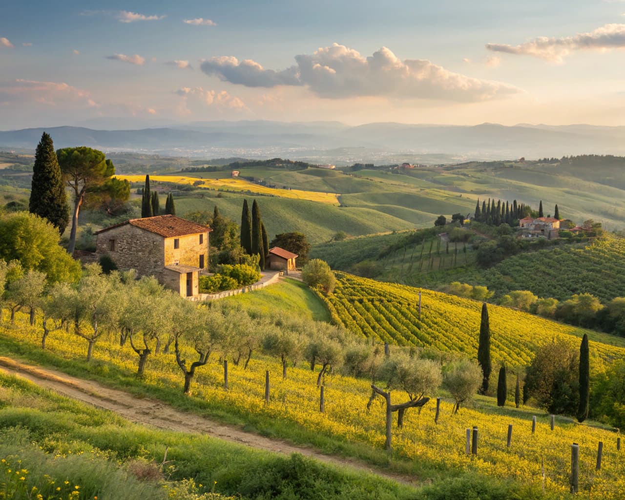 Tuscany vineyard landscape