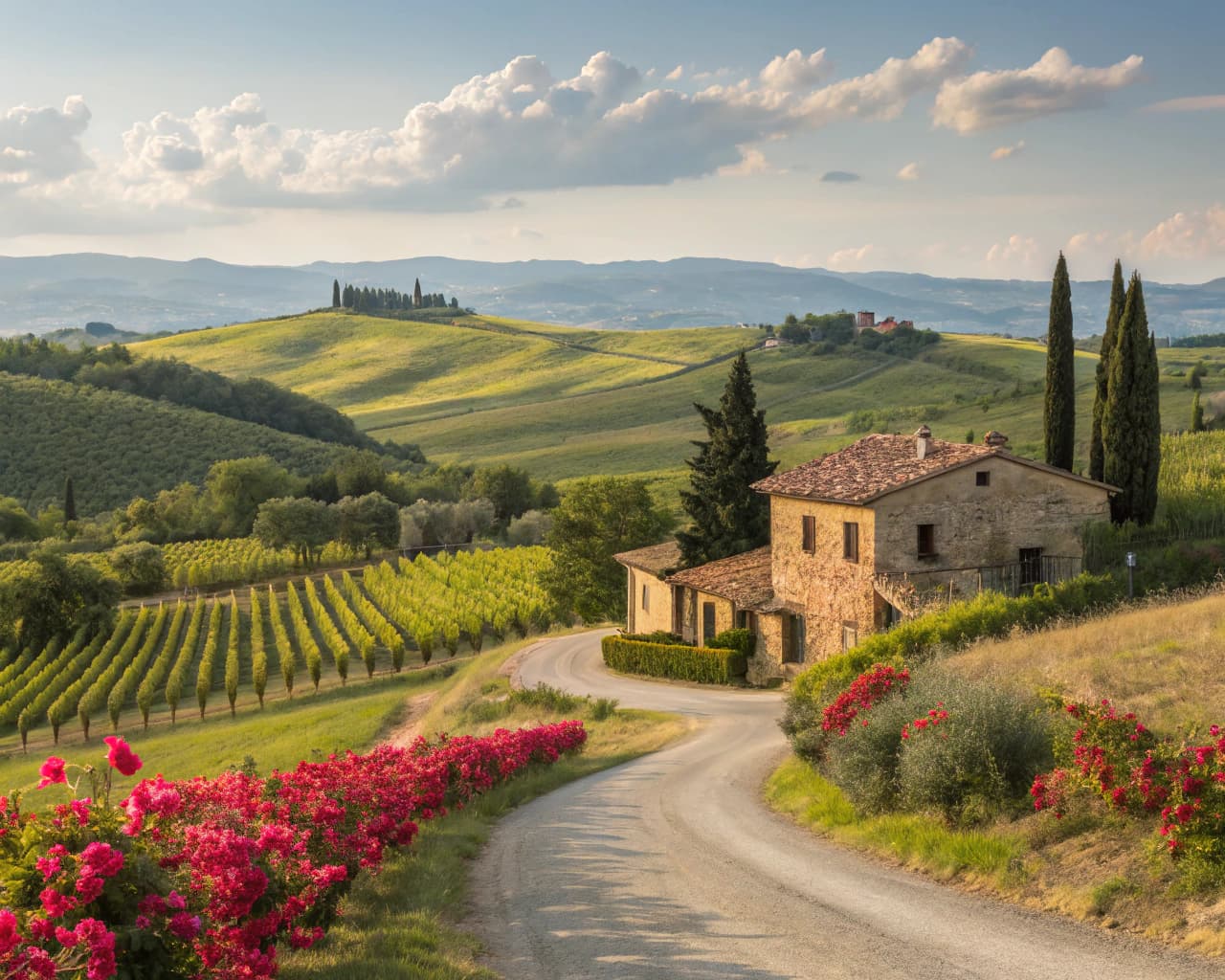 Tuscany vineyard landscape