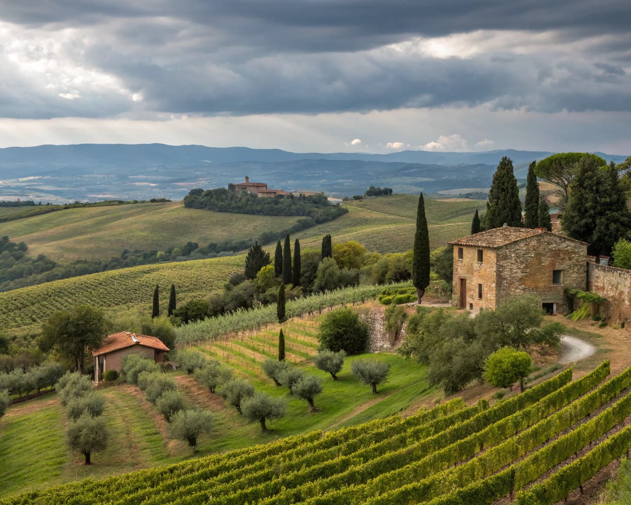 Tuscany vineyard landscape