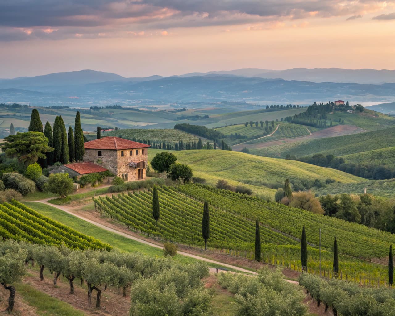 Tuscany vineyard landscape