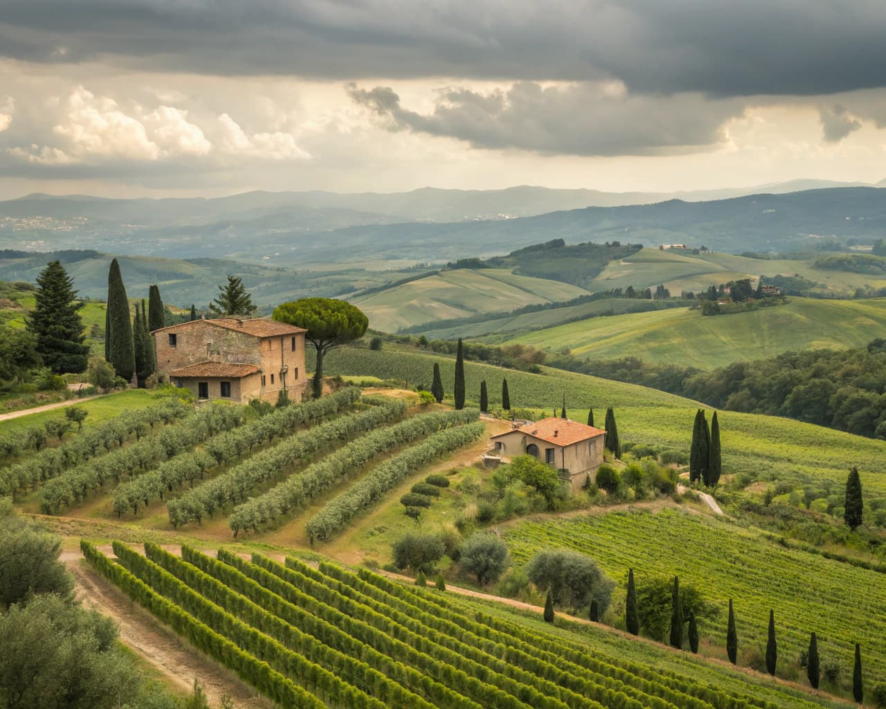 Tuscany vineyard landscape