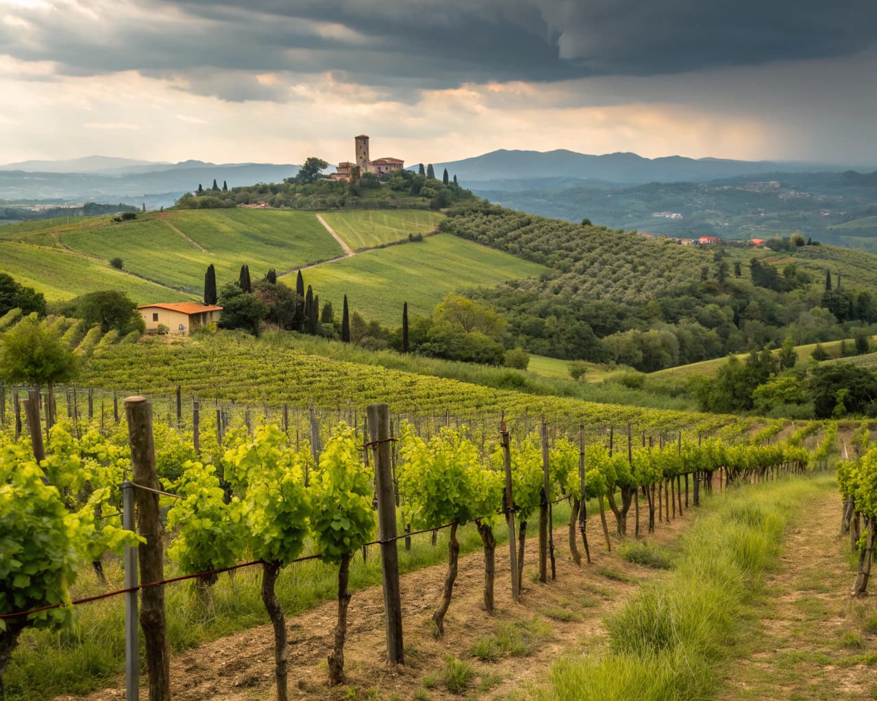 Tuscany vineyard landscape