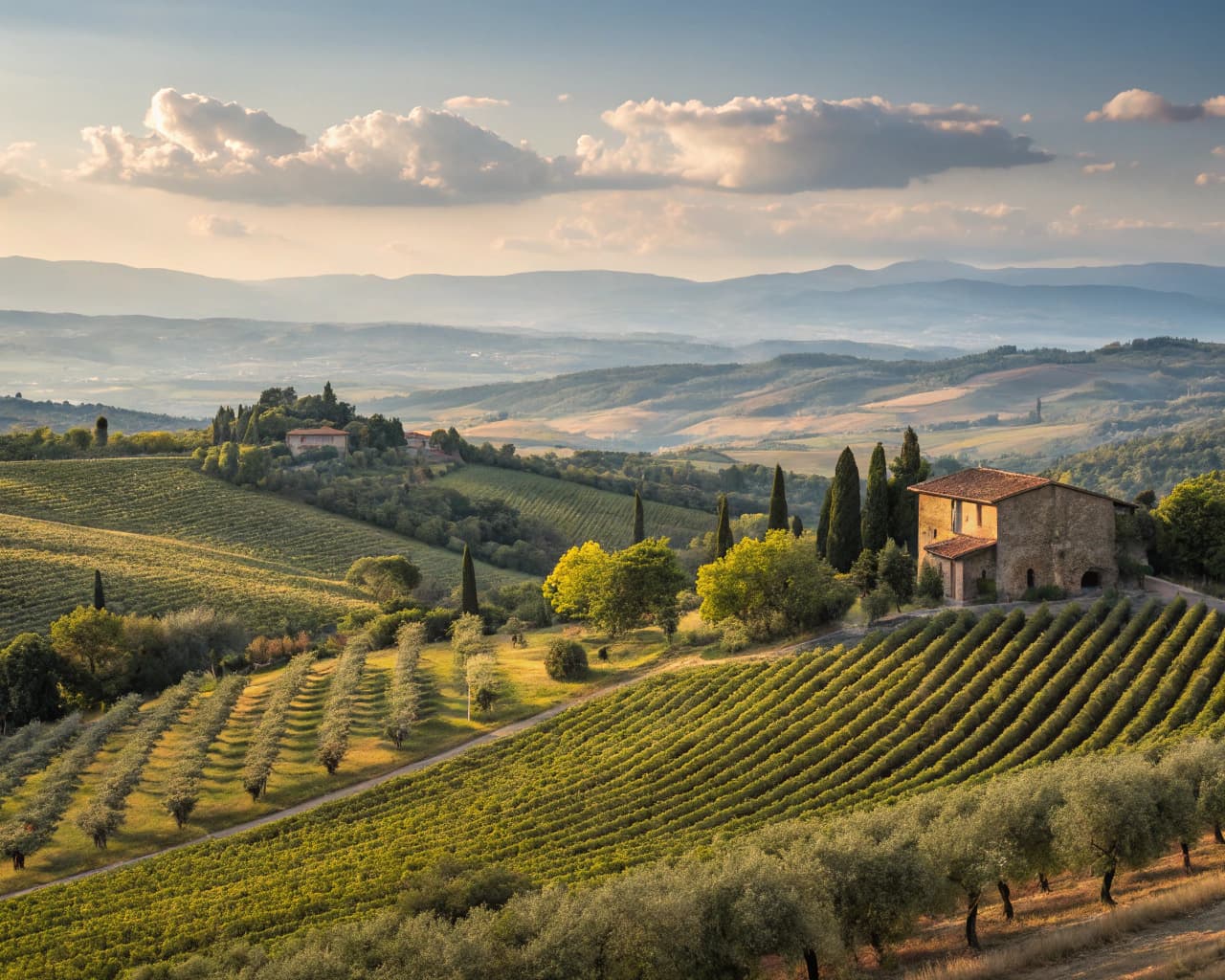 Tuscany vineyard landscape