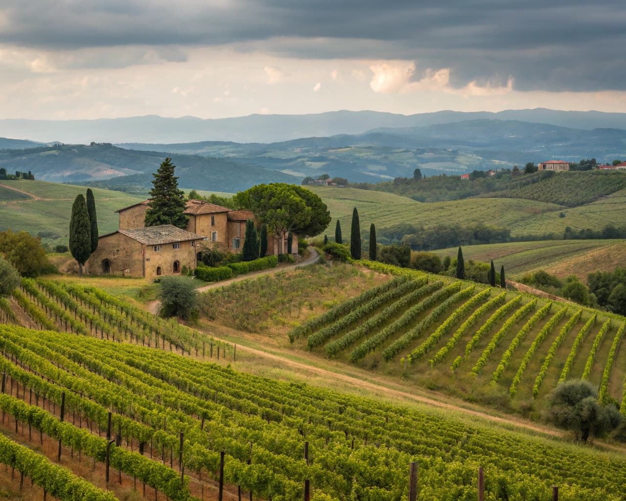 Tuscany vineyard landscape