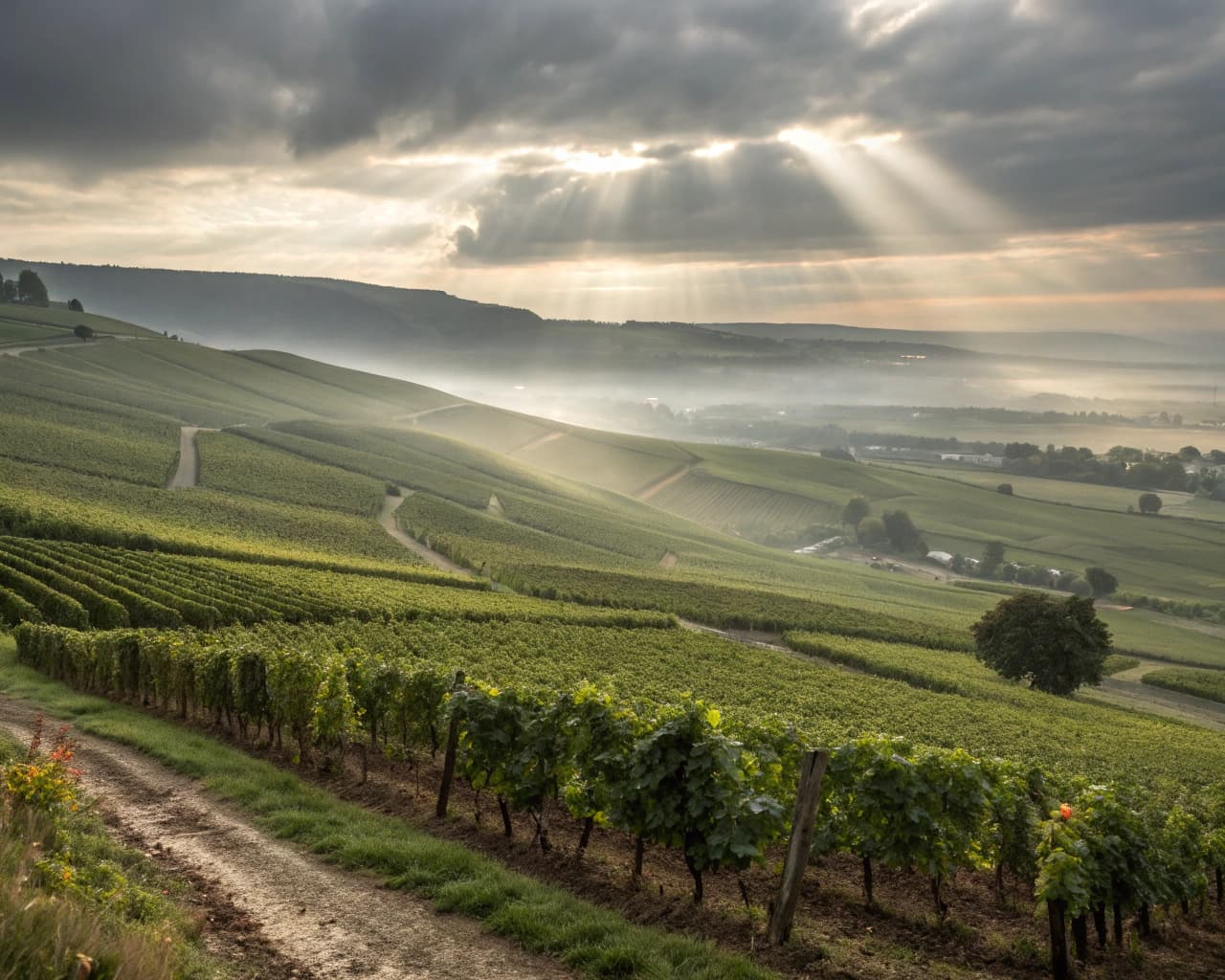 Champagne vineyard landscape