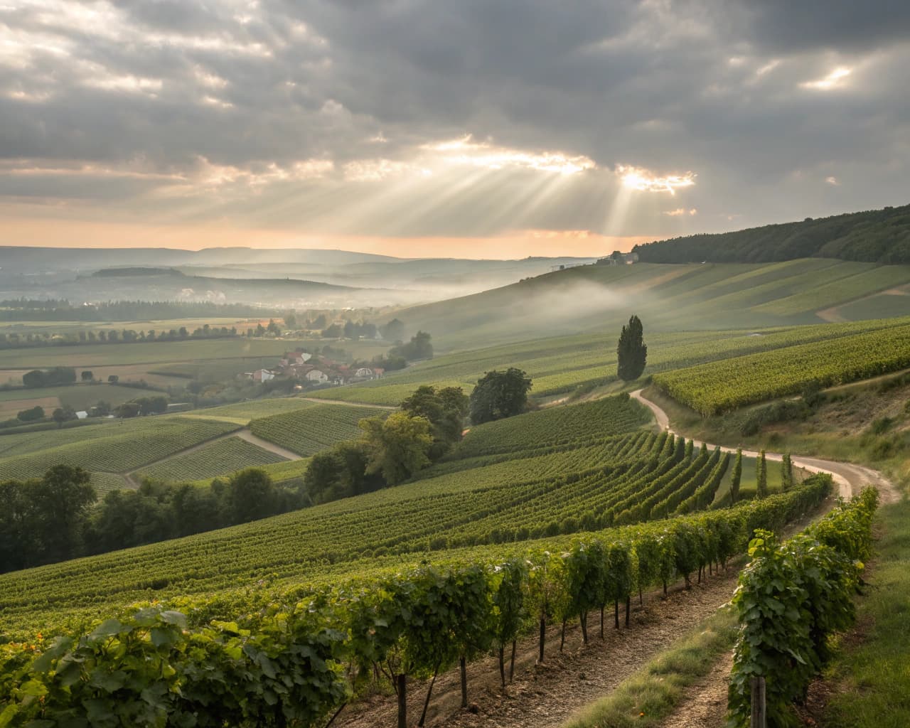 Champagne vineyard landscape