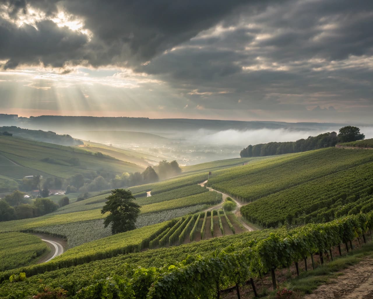 Champagne vineyard landscape