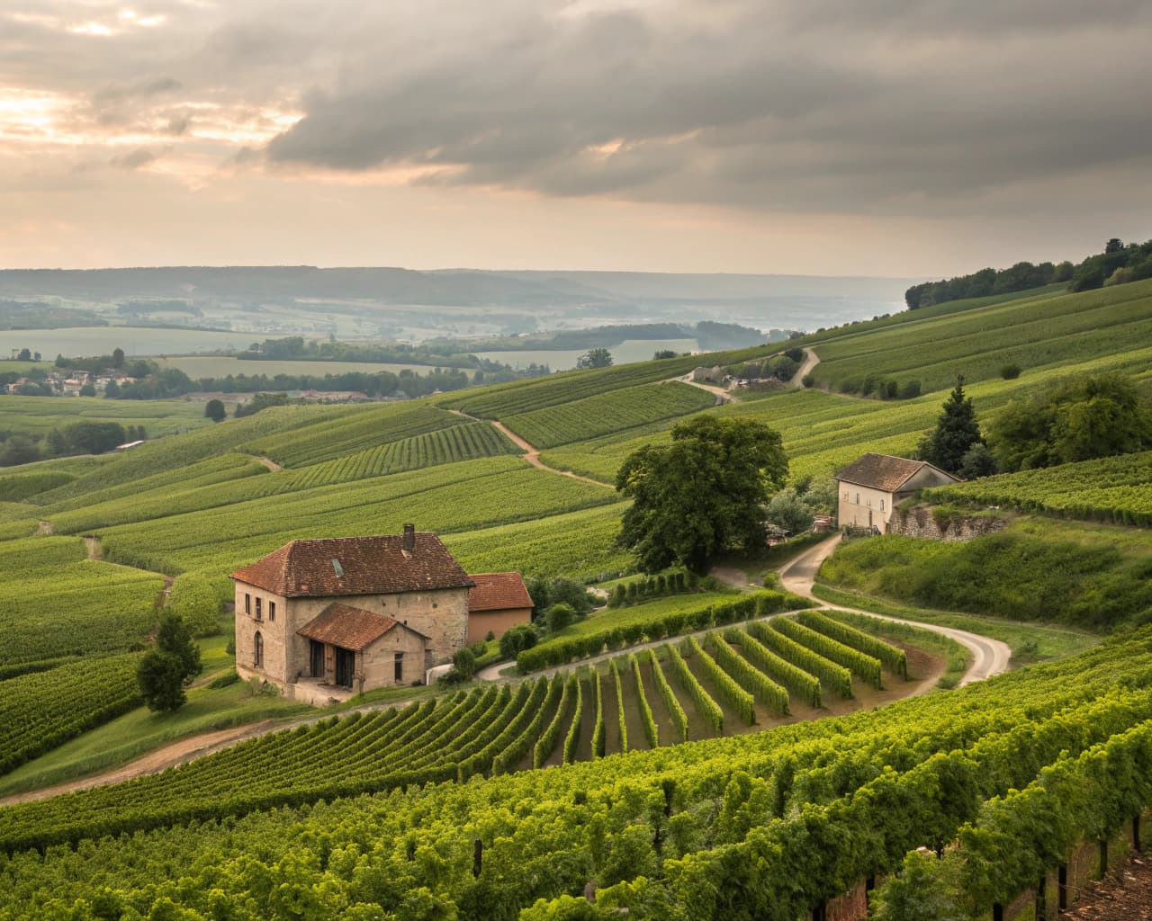 Champagne vineyard landscape