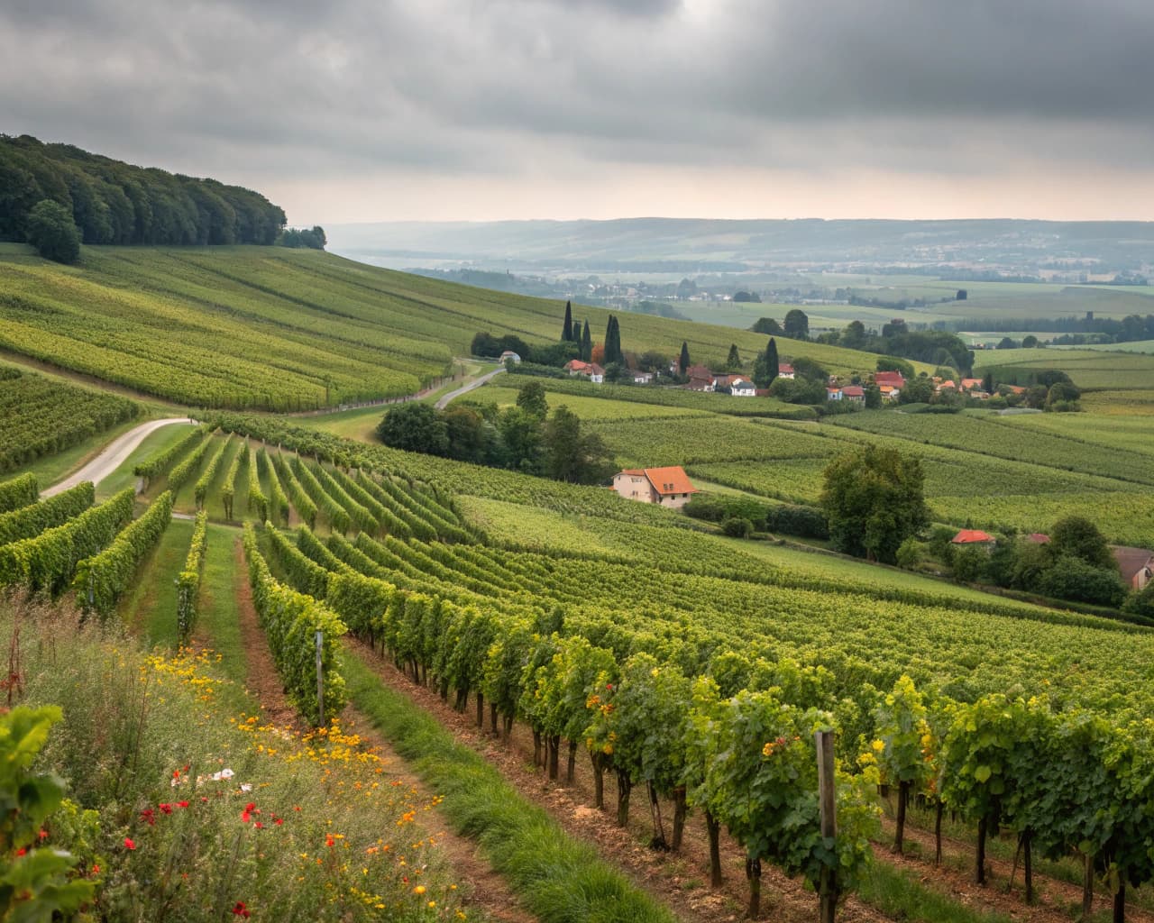 Champagne vineyard landscape